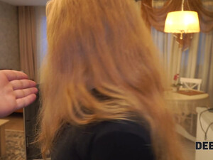 Коллектор заставил отсосать рыжую русскую студентку