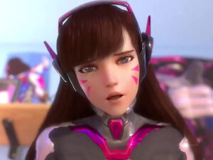 D.Va скачет на члене другого персонажа из игры Overwatch