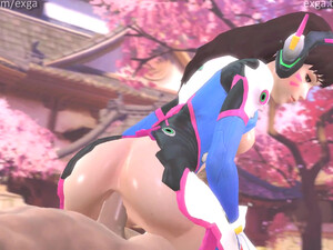 Пока не начался бой, D.Va скачет аналом на члене соперника